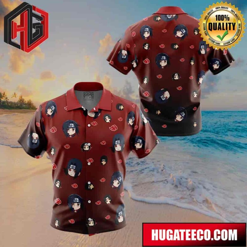 Itachi Uchiha Pattern Naruto Button Up Animeape Hawaiian Shirt