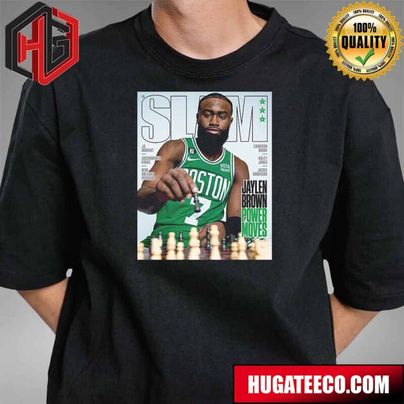 Jaylen Brown Celtics Boston NBA Power Moves Cover SLAM T-Shirt