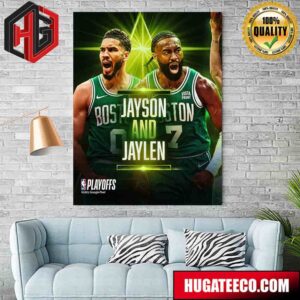 Jayson Tatum And Jaylen Brown Boston Celtics NBA Playoffs 2024 Home Decor Poster Canvas