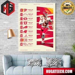 Kansas City Chiefs NFL 2024 Away Schedule List Home Decor Poster Canvas
