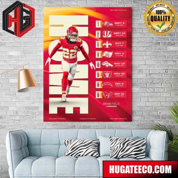 Kansas City Chiefs NFL 2024 Home Schedule List Home Decor Poster Canvas