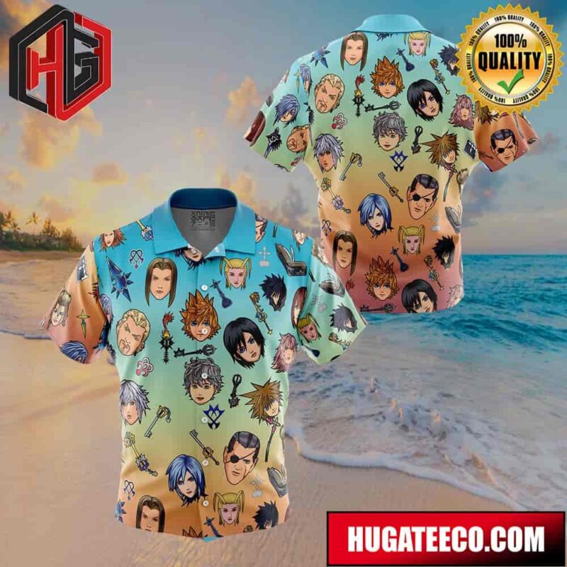 Kingdom Hearts Pattern Button Up Animeape Hawaiian Shirt