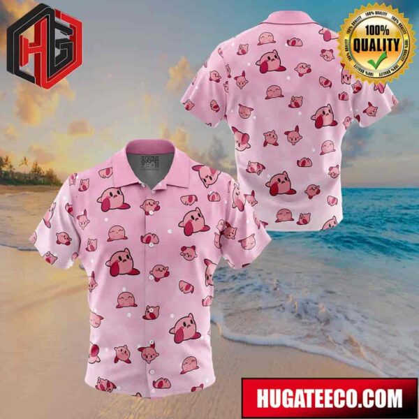 Kirby Pattern Button Up Animeape Hawaiian Shirt