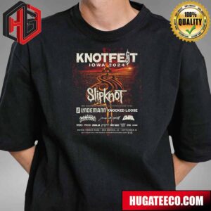 Knotfest Iowa Returns September 21 2024 Featuring Slipknot Till Lindemann Knocked Loose And Many Guest 25th Anniversary Event At Water Works Park In Des Moines Ia T-Shirt