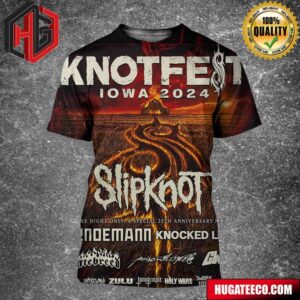 Knotfest Iowa Returns September 21 2024 Featuring Slipknot Till Lindemann Knocked Loose And Many Guest 25th Anniversary Event At Water Works Park In Des Moines Ia All Over Print Shirt