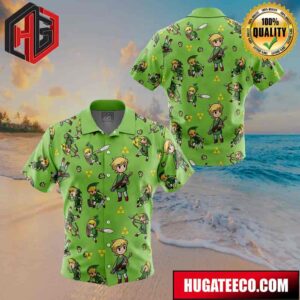 Link Pattern Legend Of Zelda Button Up Animeape Hawaiian Shirt