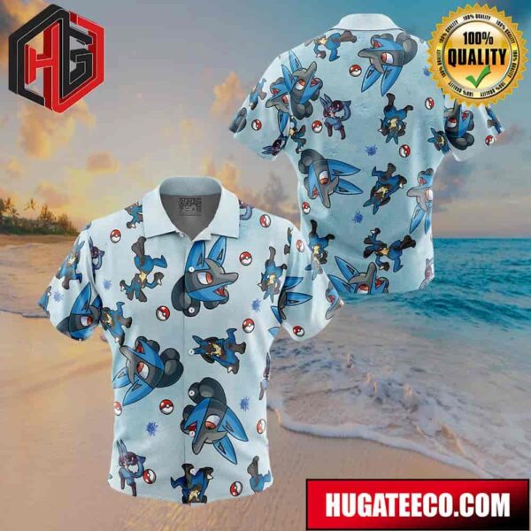 Lucario Pattern Pokemon Button Up Animeape Hawaiian Shirt