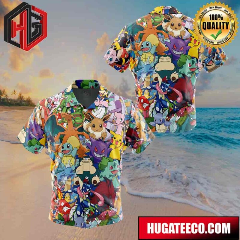 Magical Creatures Pokemon Button Up Animeape Hawaiian Shirt