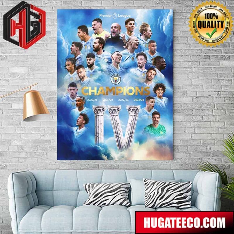 Manchester City Is Premier League Champions 2023-24 Home Decor Poster Canvas