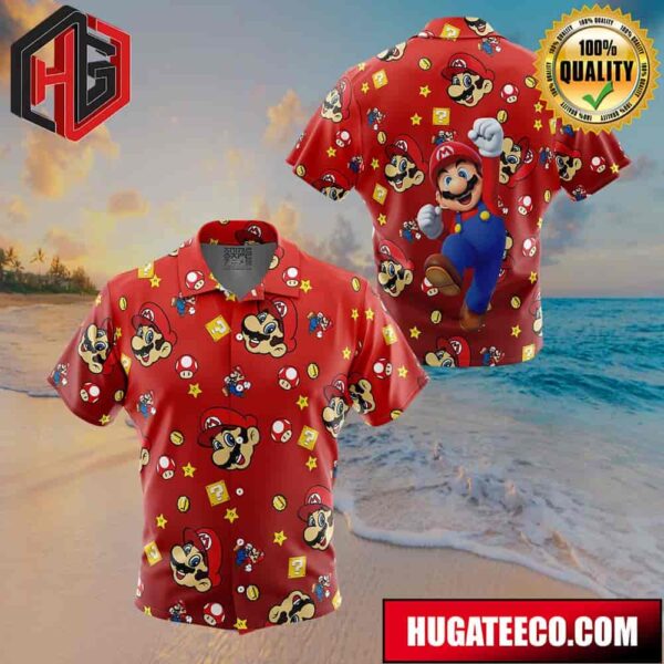 Mario Pattern Super Mario Button Up Animeape Hawaiian Shirt