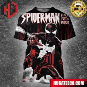 Marvel Comics Spider-Man Black Suit And Blood All Over Print Shirt