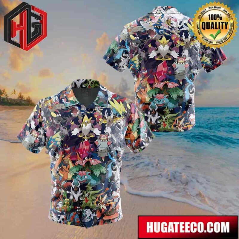 Mega Evolution Pokemon Button Up Animeape Hawaiian Shirt