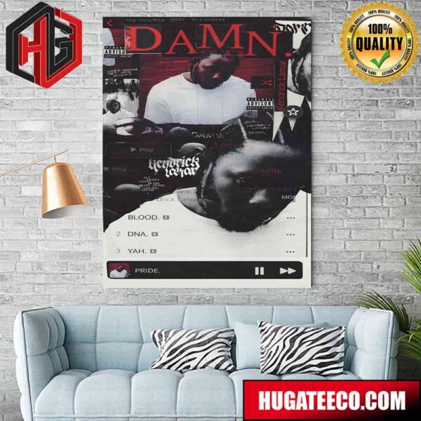 Music Album Damn By Kendrick Lamar Poster Canvas