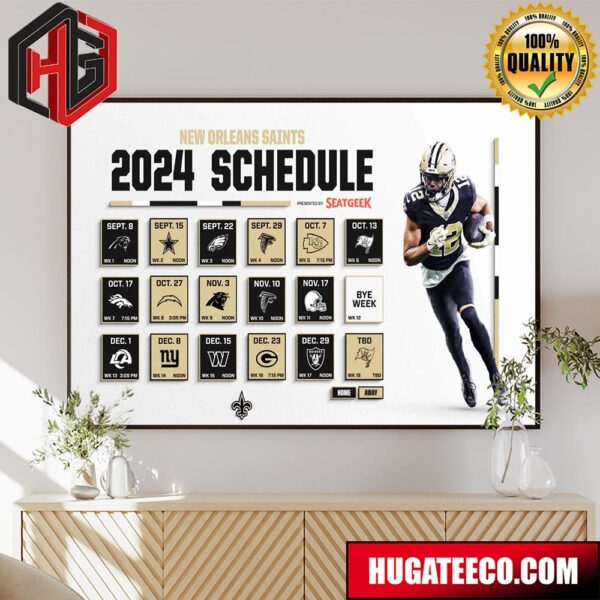 New Orleans Saints Announced Their New Season NFL 2024 Schedule Poster Canvas