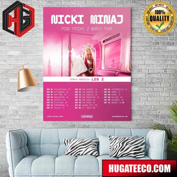 Nicki Minaj Pink Friday 2 World Tour Us Leg 2kicking Off In September Home Decor Poster Canvas