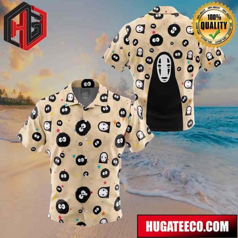 No Name And Soot Pattern Spirited Away Button Up Animeape Hawaiian Shirt