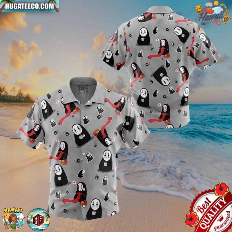 No Name Spirited Away Studio Ghibli Pattern Button Up Hawaiian Shirt