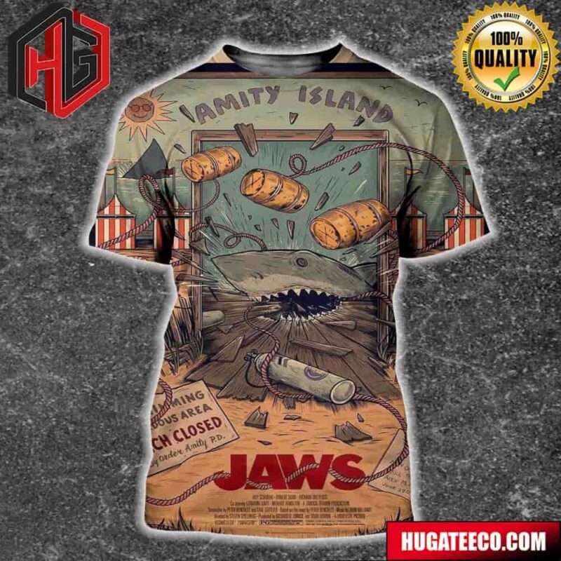 Official Jaws Sam Dunn Illustration Poster Release With Vice Press On Thursday 2nd Of May All Over Print Shirt