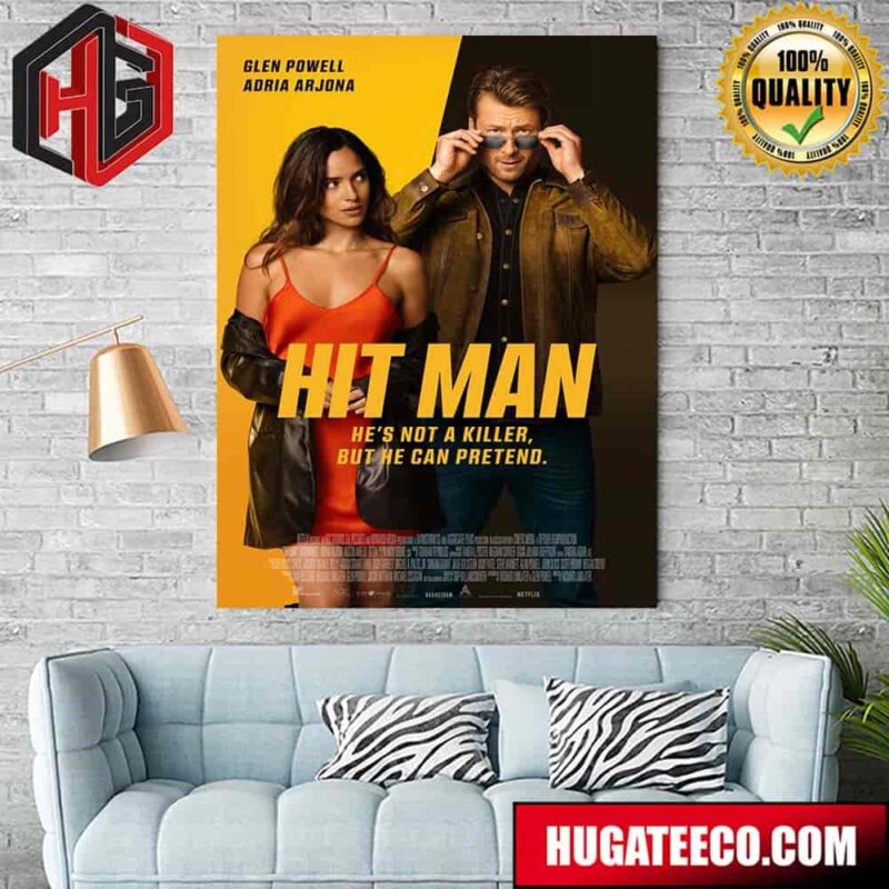 Official Poster For Hit Man He’s Not A Killer But He Can Pretend Was Released On Netflix On June 7 Poster Canvas