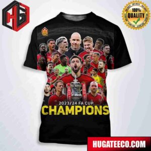 Official Poster For Manchester United Champions The Football Association Challenge Cup FA Cup 2024 All Over Print T-Shirt