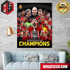 Official Poster For Manchester United Champions The Football Association Challenge Cup FA Cup 2024 Home Decor Poster Canvas