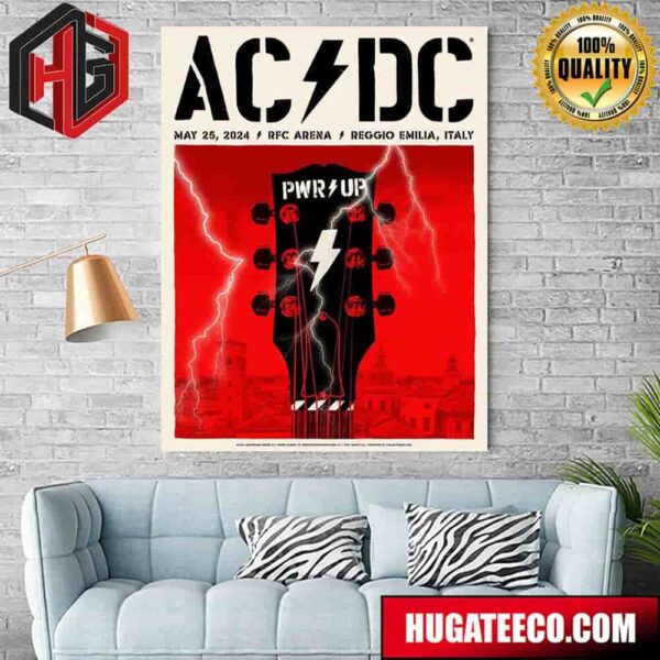 Official Tour Poster For ACDC Show In Reggio Emilia Italy On May 25 2024 Poster Canvas