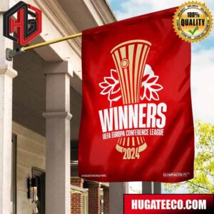 Olympiacos FC Are UEFA Europa Conference League 2024 WInners Garden House Flag