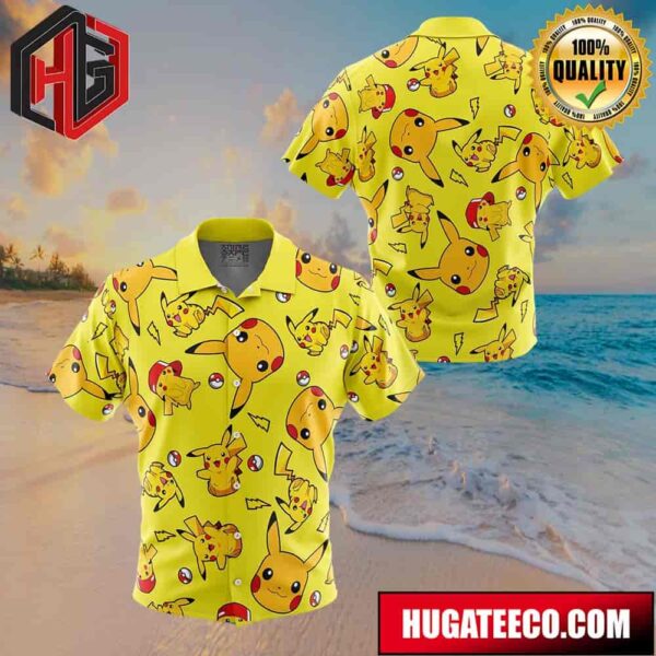 Pikachu Pattern Pokemon Button Up Animeape Hawaiian Shirt