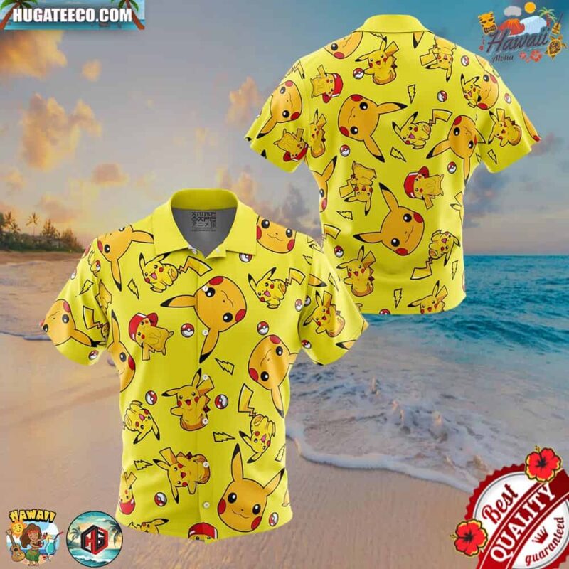 Pikachu Pattern Pokemon Button Up Hawaiian Shirt