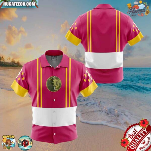 Pink Ranger Ninjetti Mighty Morphin Power Rangers Button Up Hawaiian Shirt