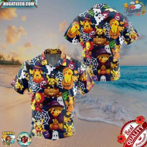 Pokemon Halloween Button Up Hawaiian Shirt