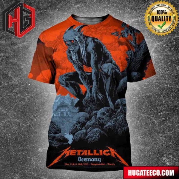 Poster Alluding To The Presentation Of Metallica At The Olympiastadion In Munich Germany From 24 And 26 May 3D T-Shirt