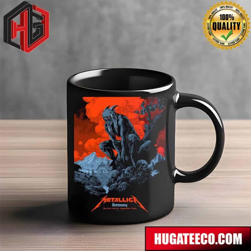Poster Alluding To The Presentation Of Metallica At The Olympiastadion In Munich Germany From 24 And 26 May Ceramic Mug