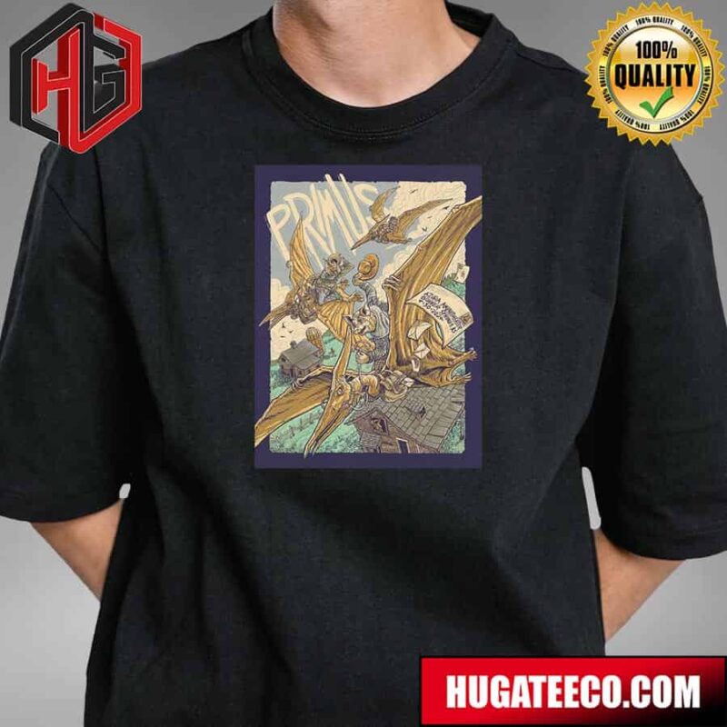 Poster For Primus In Bonner Springs Ks At The Azura Amphitheater On April 30 2024 T-Shirt