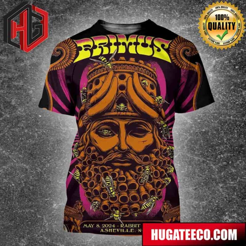 Primus May 8 2024 Rabbit Rabbit Asheville NC Tonight’s Show Limited Edition Incredible 3D T-Shirt