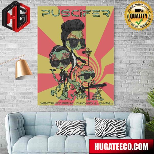 Puscifer Show Poster For Chicago Il On May 1st 2024 Limited Edition Poster Canvas