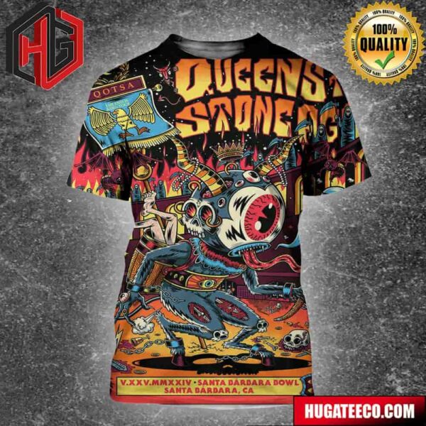 Queen Of The Stone Age Show At Santa Barbara Bowl CA On V XXV MMXXIV Unisex All Over Print Shirt