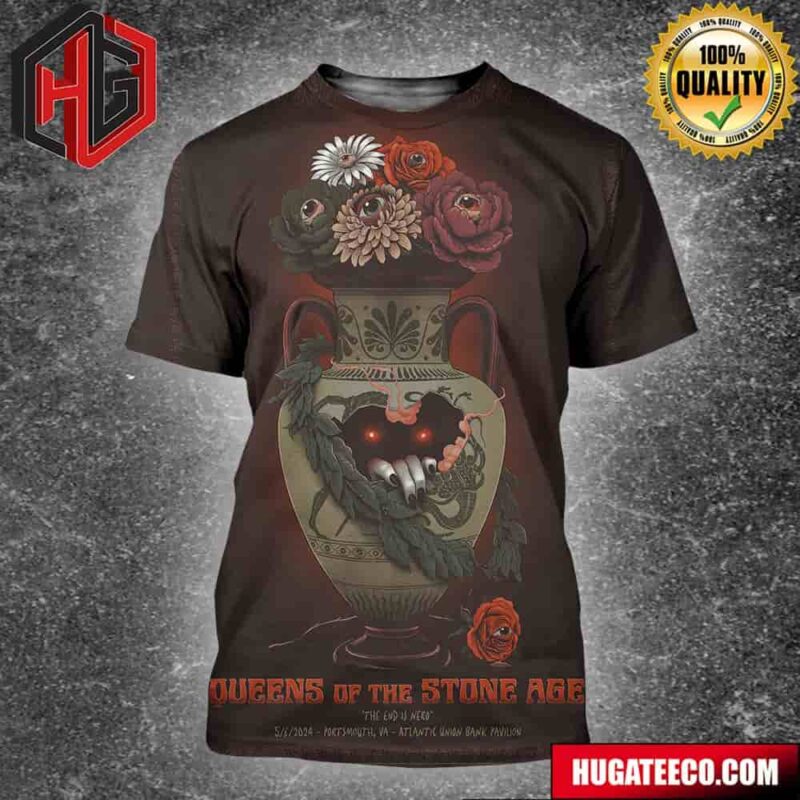 Queen Of The Stone Age The End Is Nero May 06 2024 At Portsmouth Va Atlantic Union Bank Pavilion All Over Print Shirt