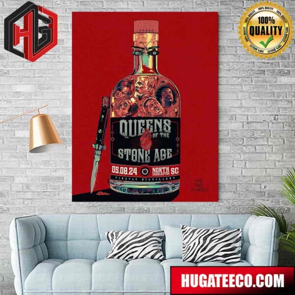 Queens Of The Stone Age May 8 2024 North Charleston Sc Home Of Firefly Distillery The End Is Nero Home Decor Poster Canvas