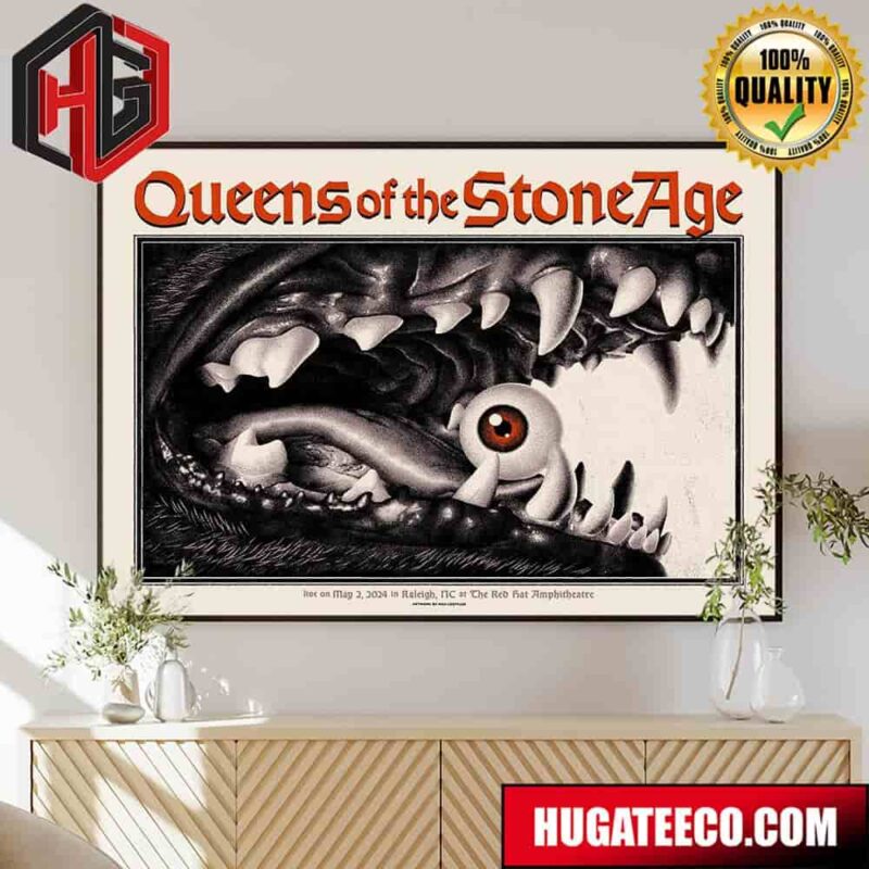 Queens Of The Stone Age Raleigh Tonight’s The Night May 2 2024 Raleigh At The Red Hat Amphitheatre The End Is Nero Poster Canvas
