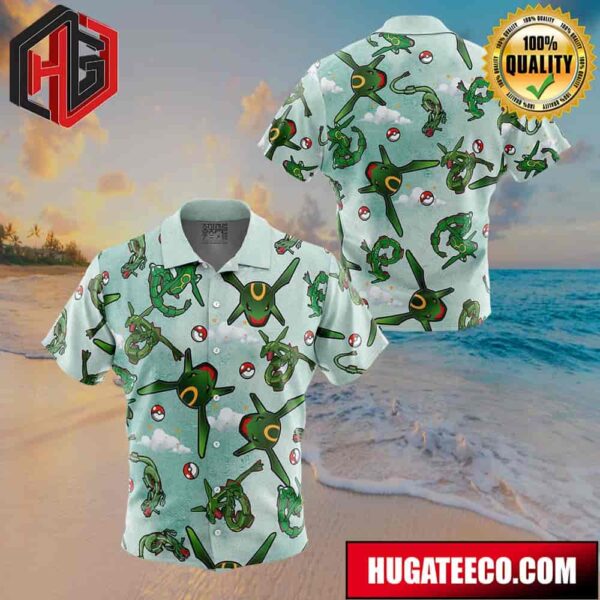 Rayquaza Pattern Pokemon Button Up Animeape Hawaiian Shirt