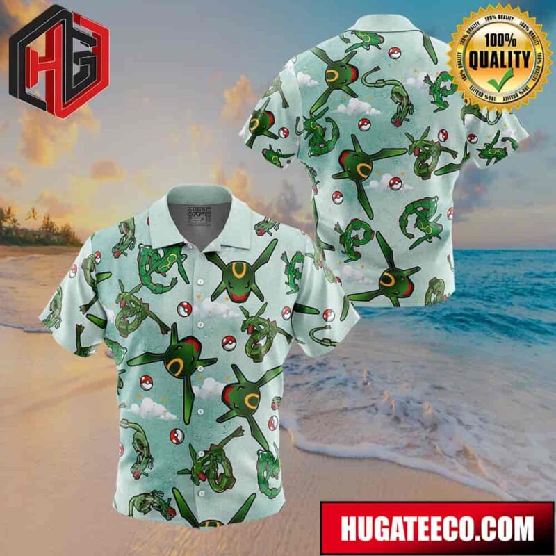 Rayquaza Pattern Pokemon Button Up Animeape Hawaiian Shirt