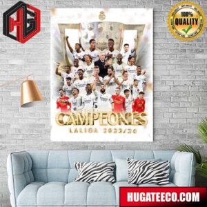 Real Madrid Cf Is Laliga 2023 2024 Champion Home Decoration Poster Canvas