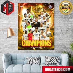 Real Madrid Receives Its 36th Laliga Ea Sports Title Congratulations Champion 2023-24 Home Decoration Poster Canvas