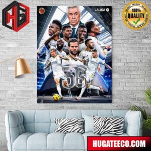 Real Madrid Receives Its 36th Laliga Ea Sports Title Congratulations Champion Home Decoration Poster Canvas