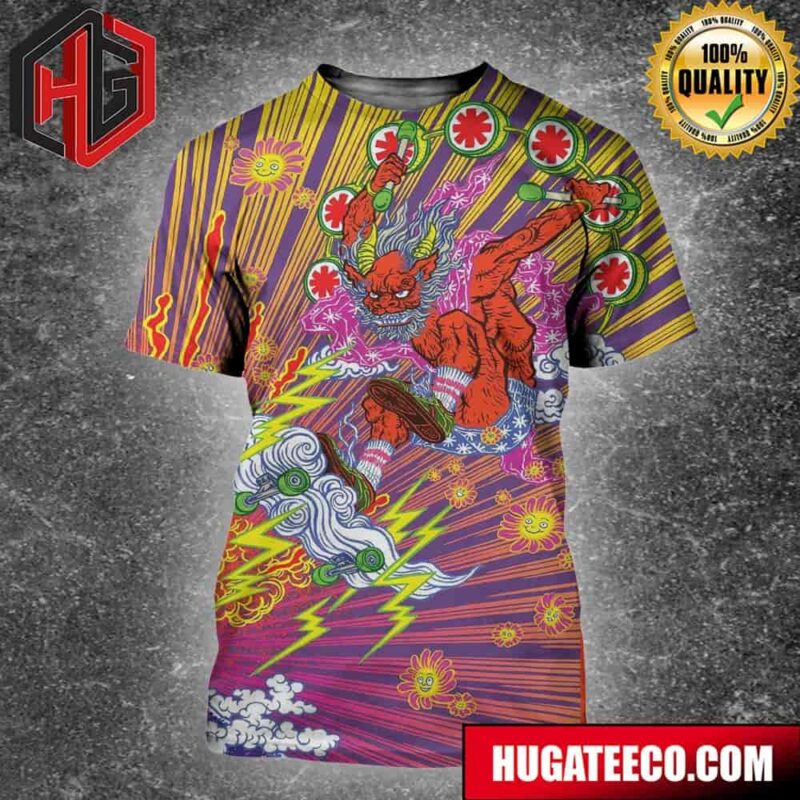 Red Hot Chili Peppers Tokyo Dome May 18th 20th 2024 Concert Posters In Japan By Favorite Illustrators Yuko Shimizu Limited Edition Raijin Traditional Japanese Art Thunder God All Over Print Shirt