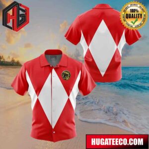 Red Ranger Mighty Morphin Power Rangers Button Up Animeape Hawaiian Shirt