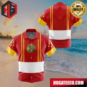 Red Ranger Ninjetti Mighty Morphin Power Rangers Button Up Animeape Hawaiian Shirt