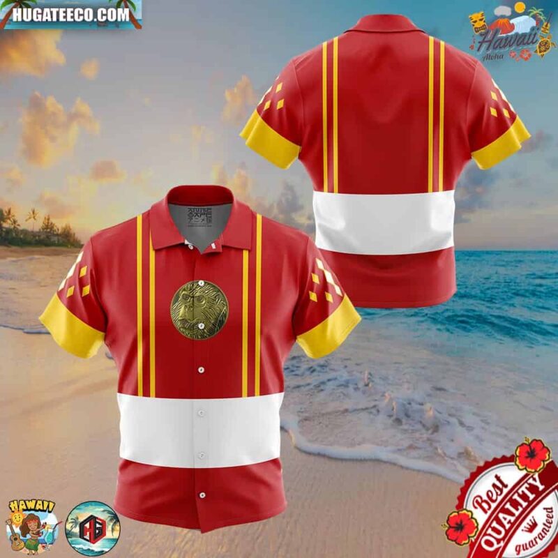 Red Ranger Ninjetti Mighty Morphin Power Rangers Button Up Hawaiian Shirt