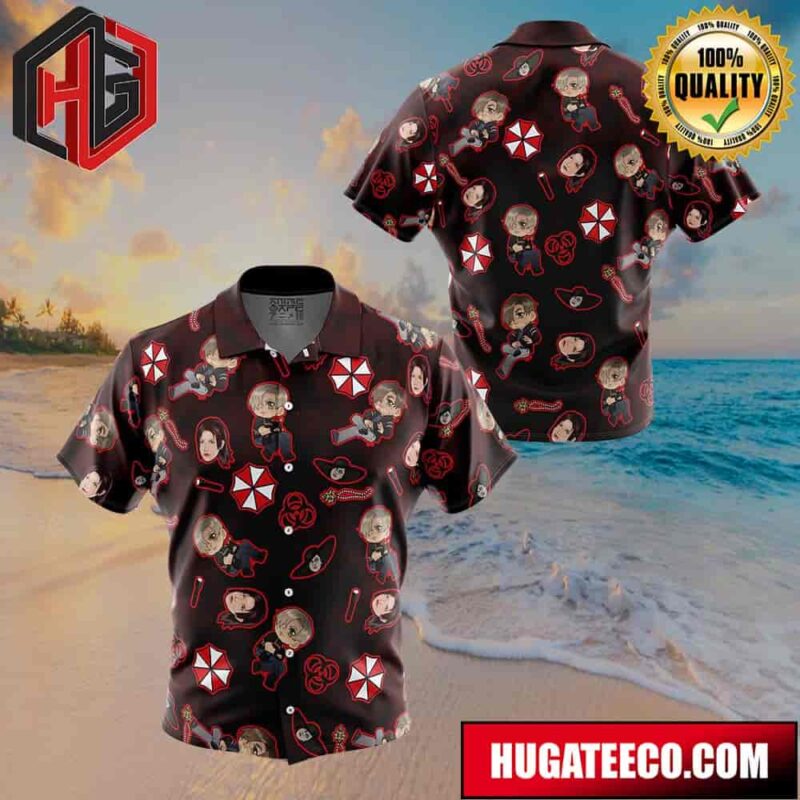 Resident Evil Pattern Gaming Button Up Animeape Hawaiian Shirt